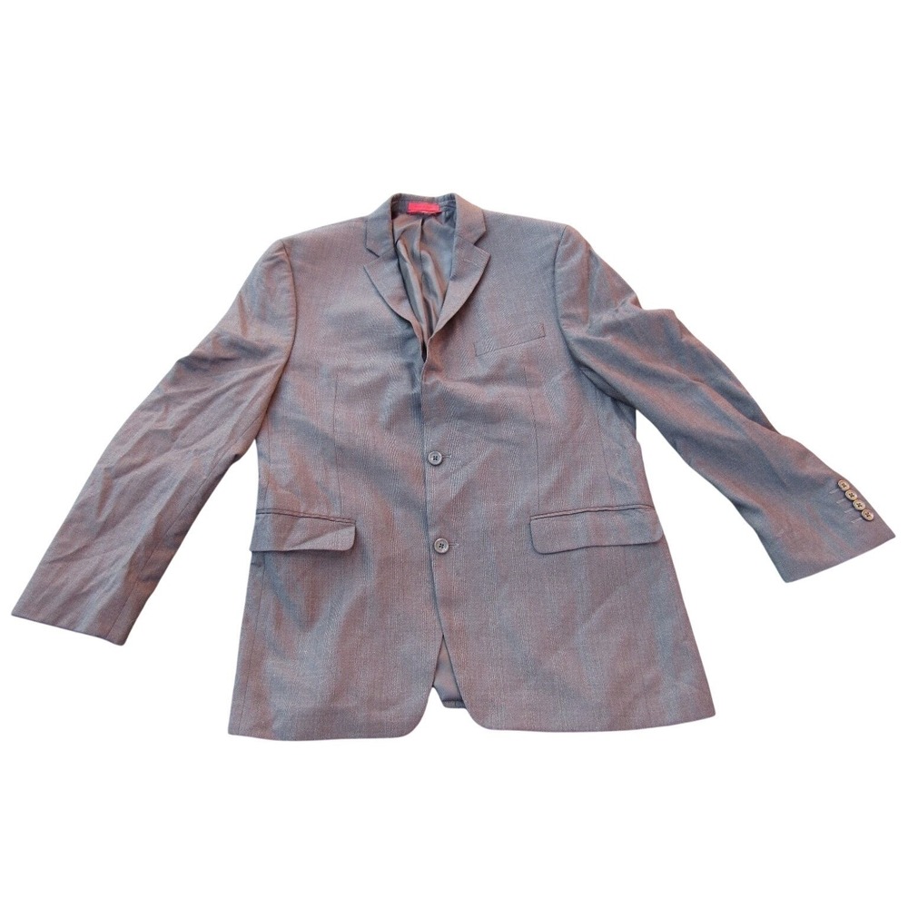 Alfani Men's Gray Wool Blazer Jacket 42R Slim Fit Two Button Lined - Picture 2 of 10